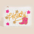 Western Cowboy Boots Howdy Seed Beaded Coin Purse