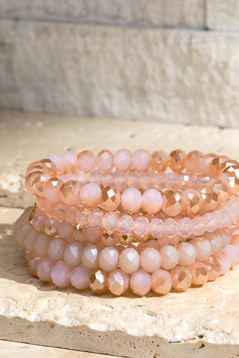 Shimmer Glass Beaded Stretch Bracelet Set