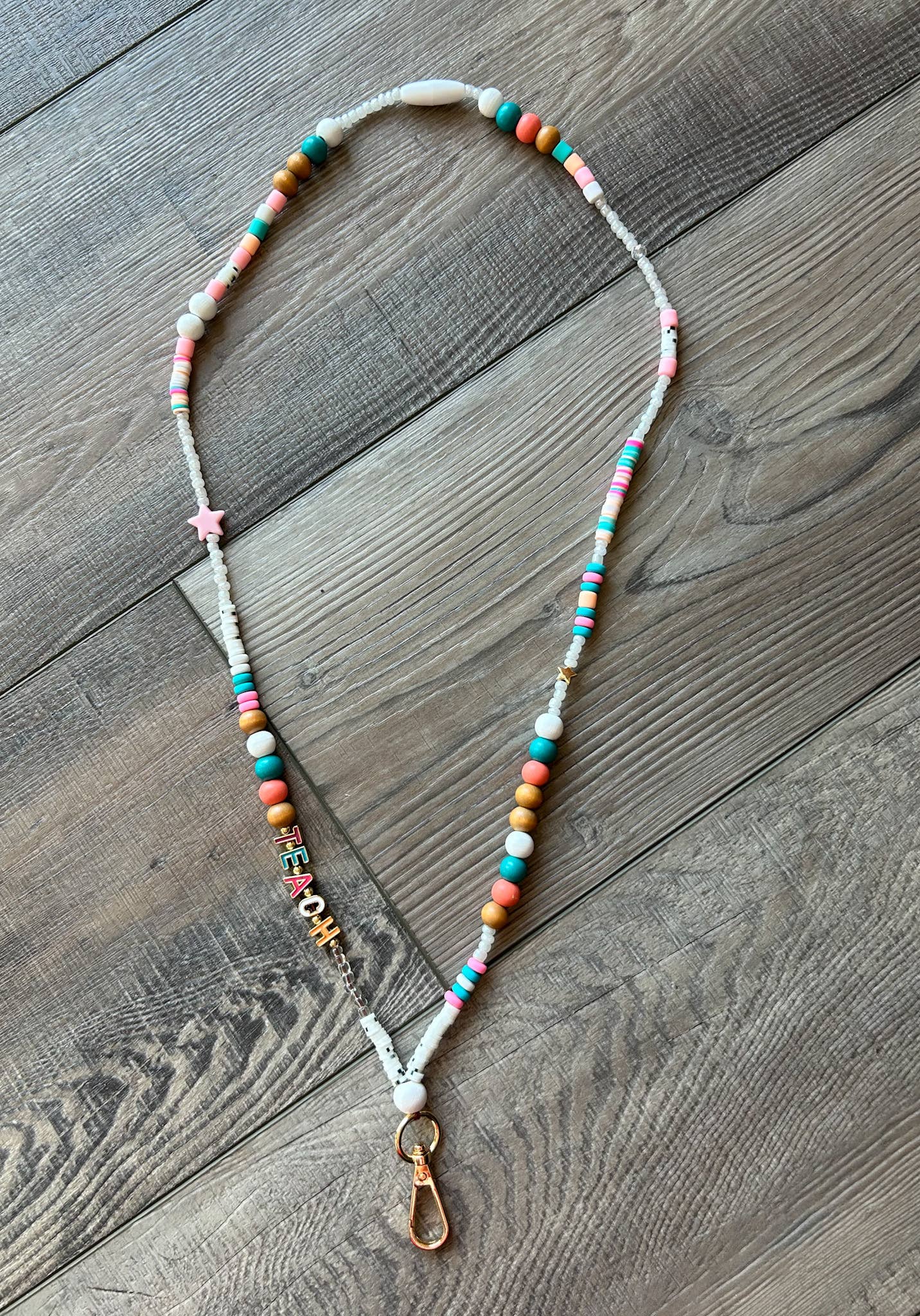 TEACH Beaded Lanyard with Breakaway Clasp