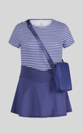 Little Girls Short Sleeve Tee, Crossover Skort, Fanny Bag