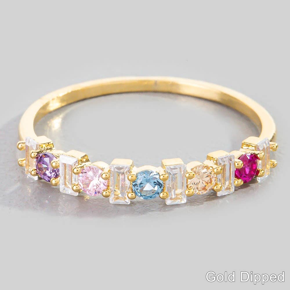 Dainty Multi-Cut Cz Ring