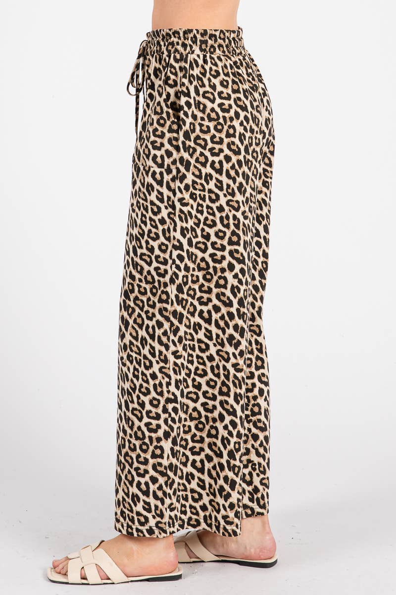 Leopard wide leg pants