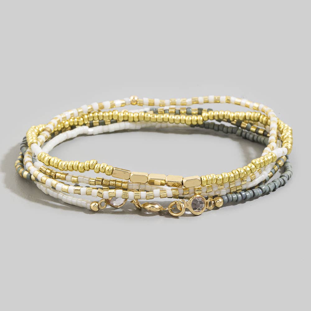 Multicolor Seed Bead Bracelet Layering Set