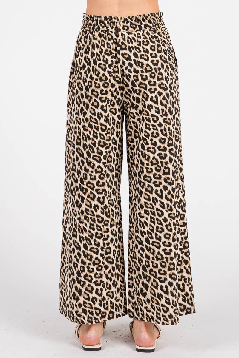 Leopard wide leg pants