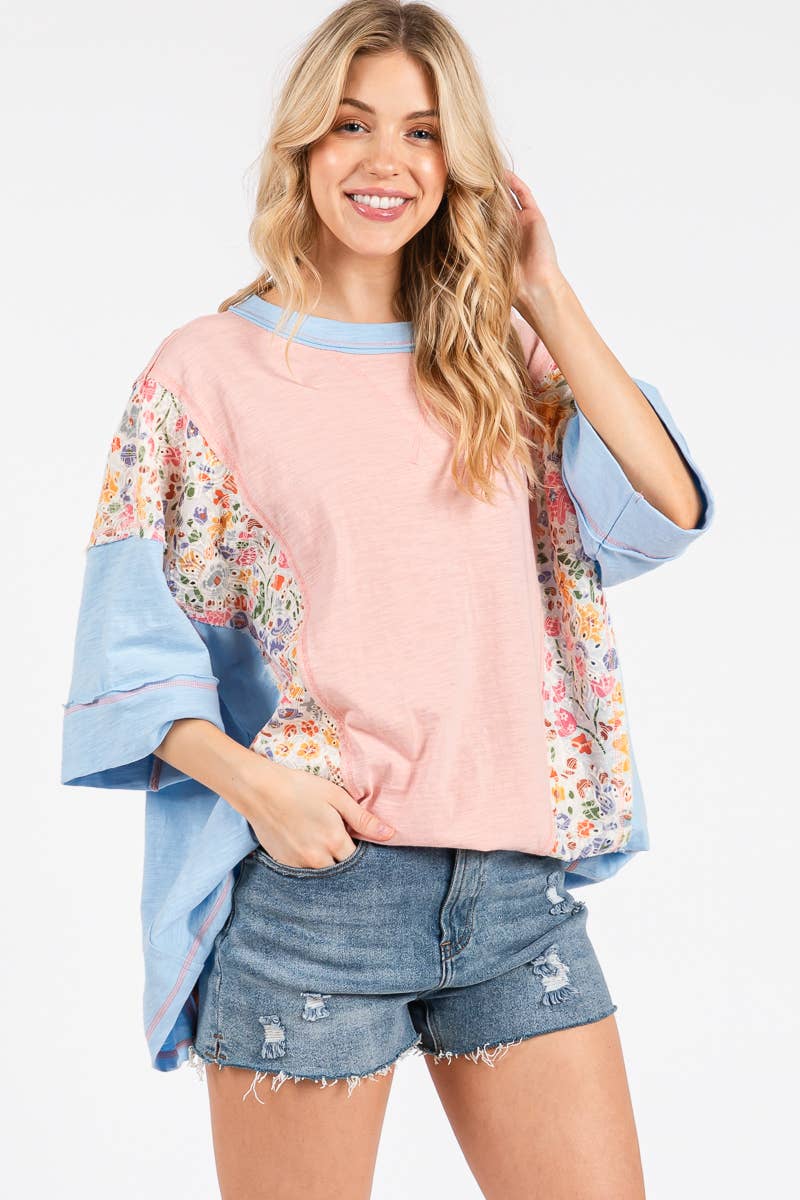 Blush & Bloom Patchwork Contrast Tee