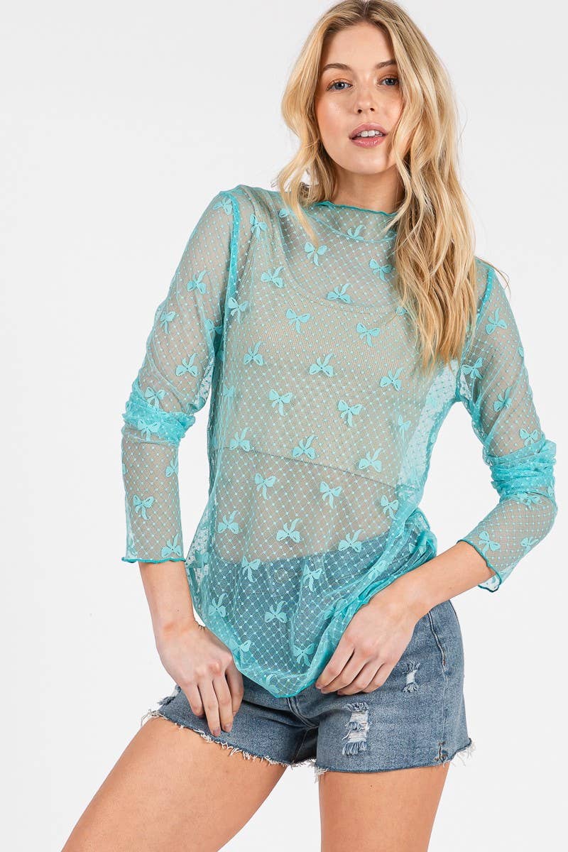 Sweet Stitch Bow Lace Top