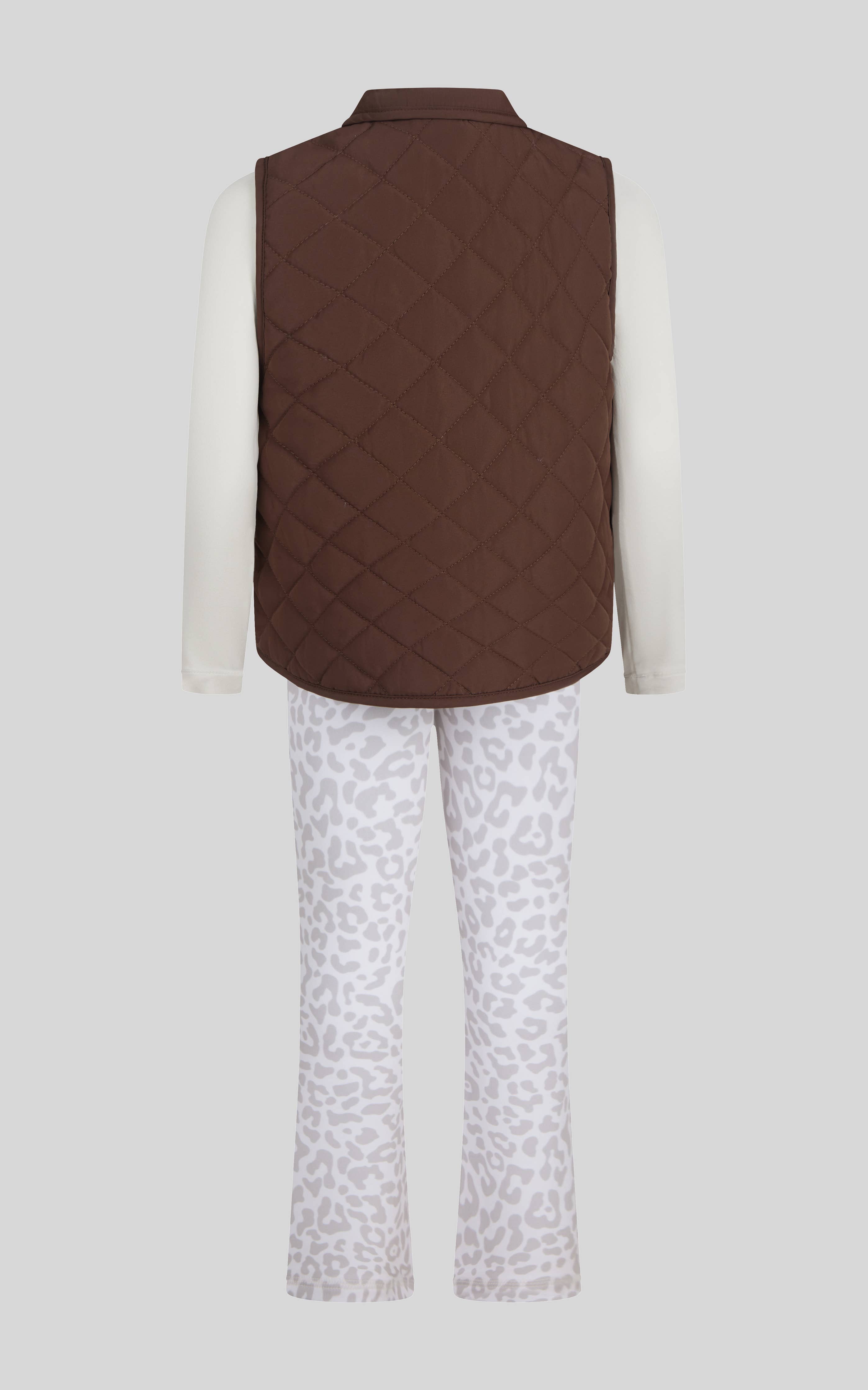 Little Girls Puffy Vest and leggings 3-Piece Set