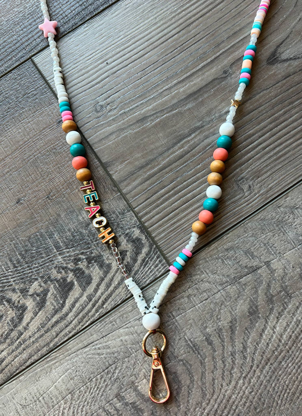 TEACH Beaded Lanyard with Breakaway Clasp
