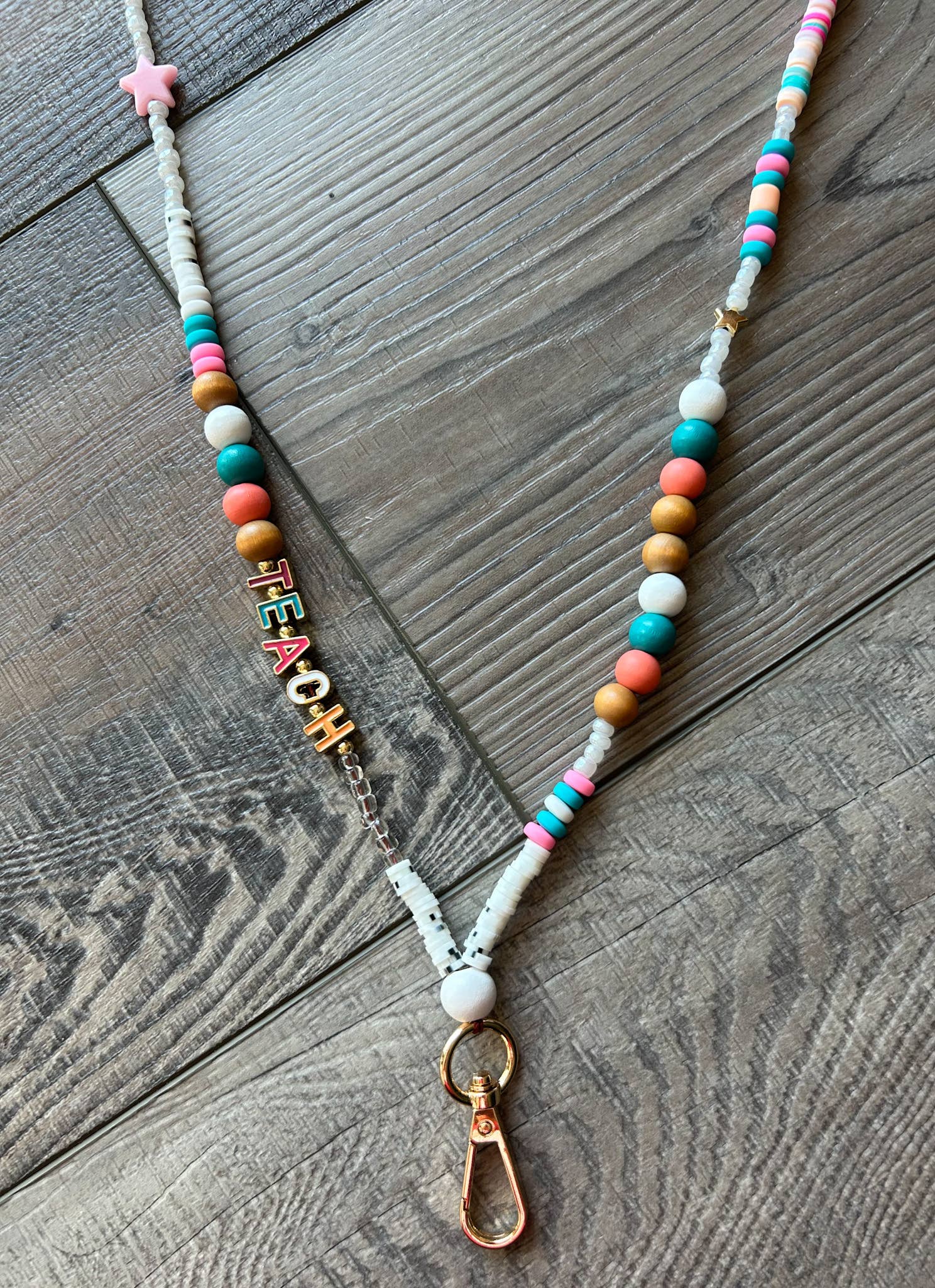 TEACH Beaded Lanyard with Breakaway Clasp
