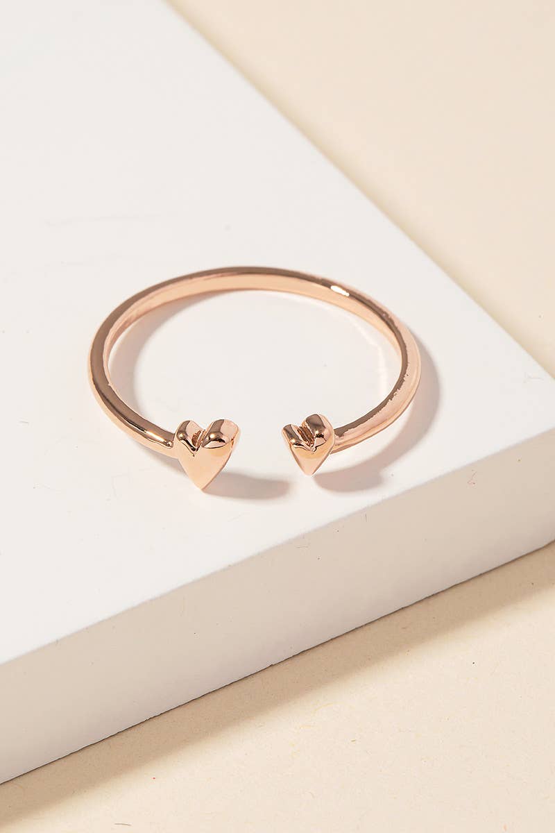Double Heart Open Ring Rose Gold