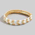 Tube & Gold Ball Beaded Stretch Bracelet Set