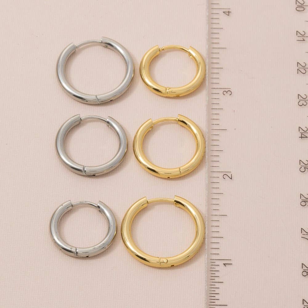 Stainless Steel Tube Hoop Earrings Set