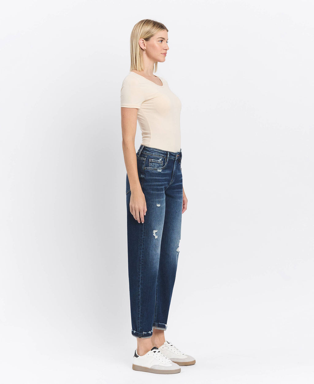High Rise Cuffed Barrel Jeans by Flying Monkey