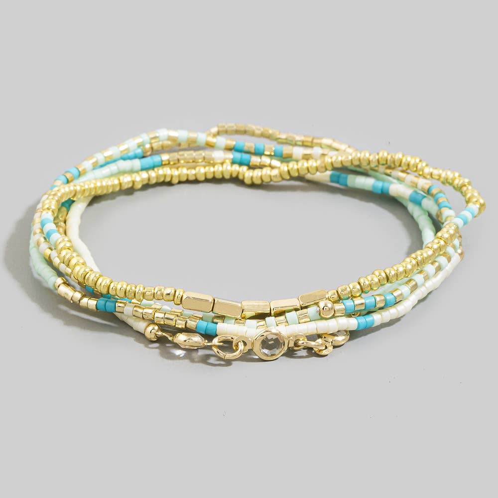Multicolor Seed Bead Bracelet Layering Set