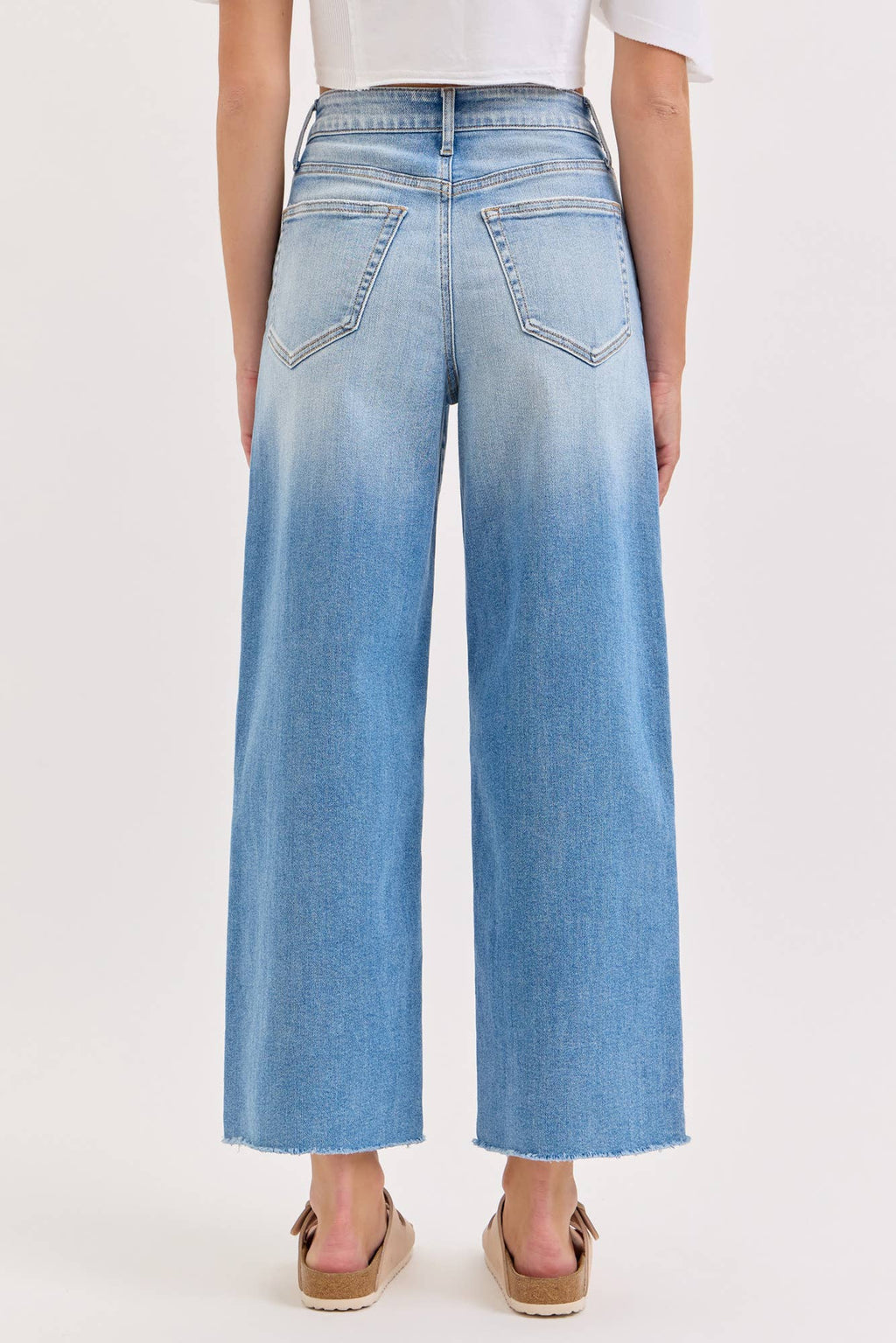 High Rise Crop Wide Leg with Raw Hem