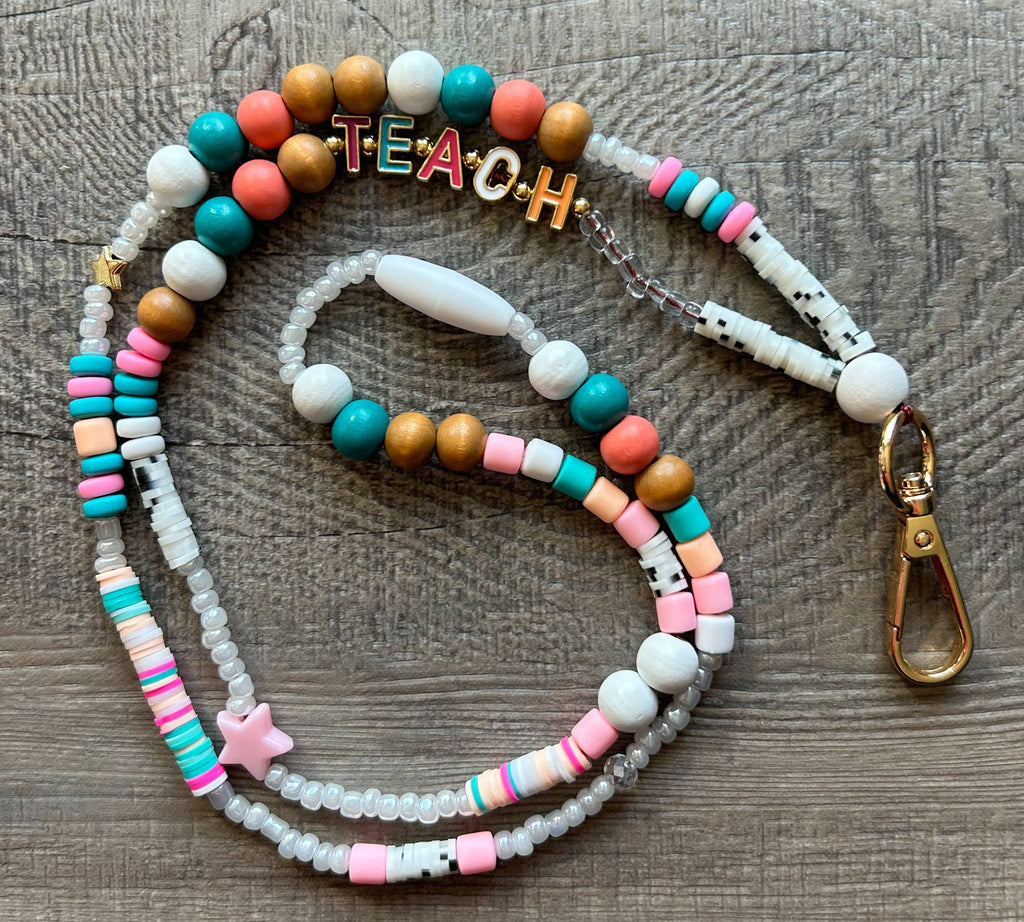 TEACH Beaded Lanyard with Breakaway Clasp