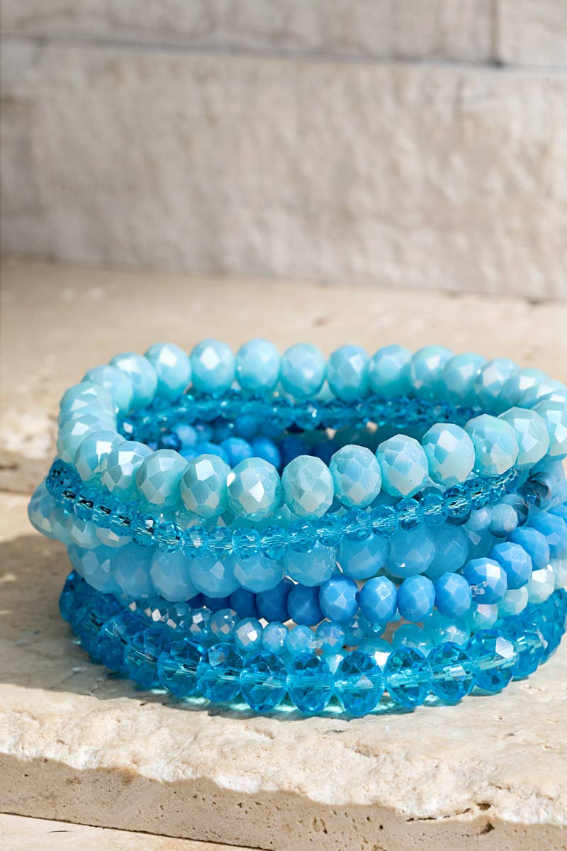 Shimmer Glass Beaded Stretch Bracelet Set