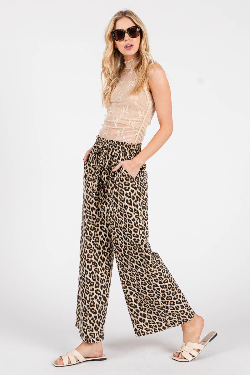 Leopard wide leg pants