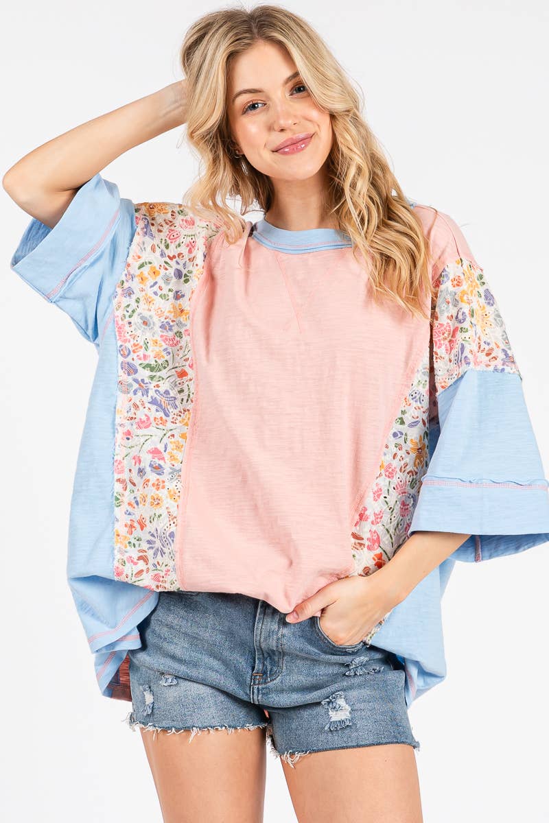 Blush & Bloom Patchwork Contrast Tee