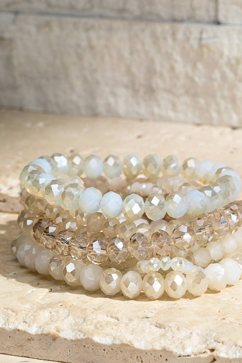 Shimmer Glass Beaded Stretch Bracelet Set
