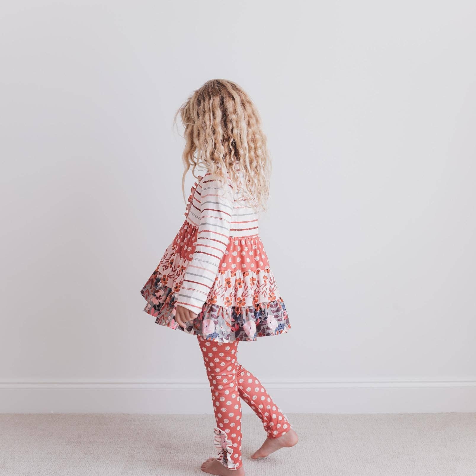 Girls Rust Ruffle Legging Set