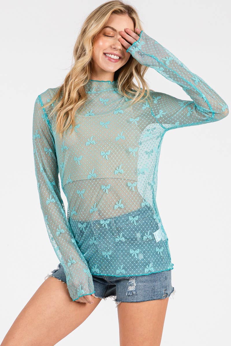 Sweet Stitch Bow Lace Top