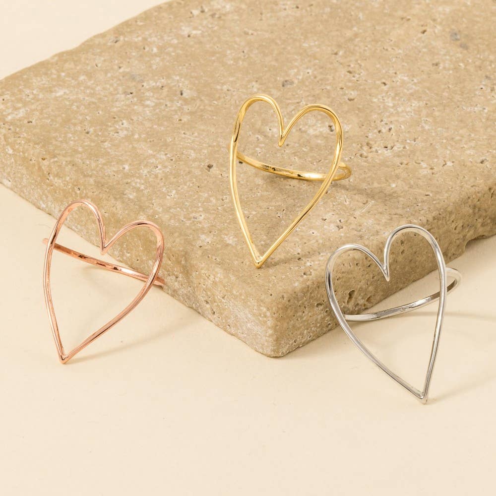 Modern Heart Outline Ring