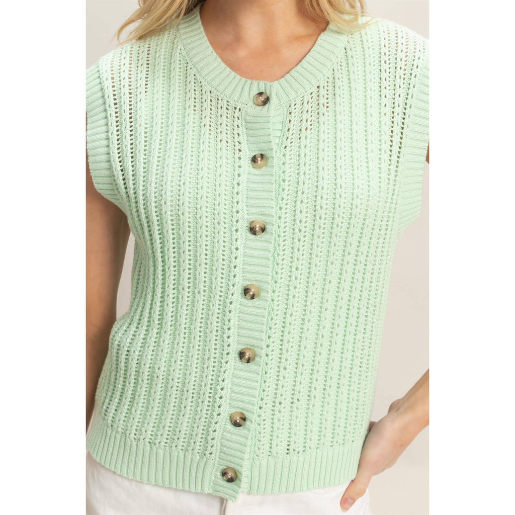 Easy Layer Ribbed Button Tank