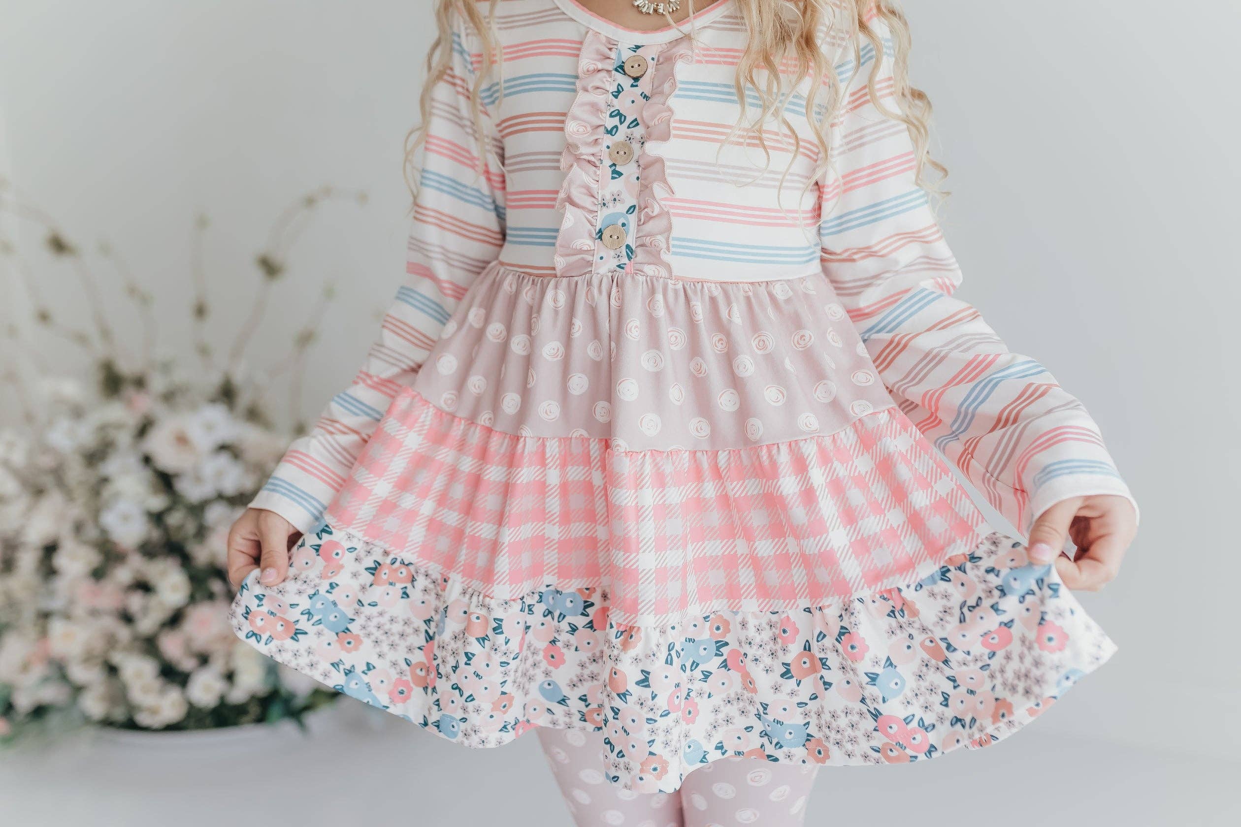 Girls Floral Ruffle Legging Set
