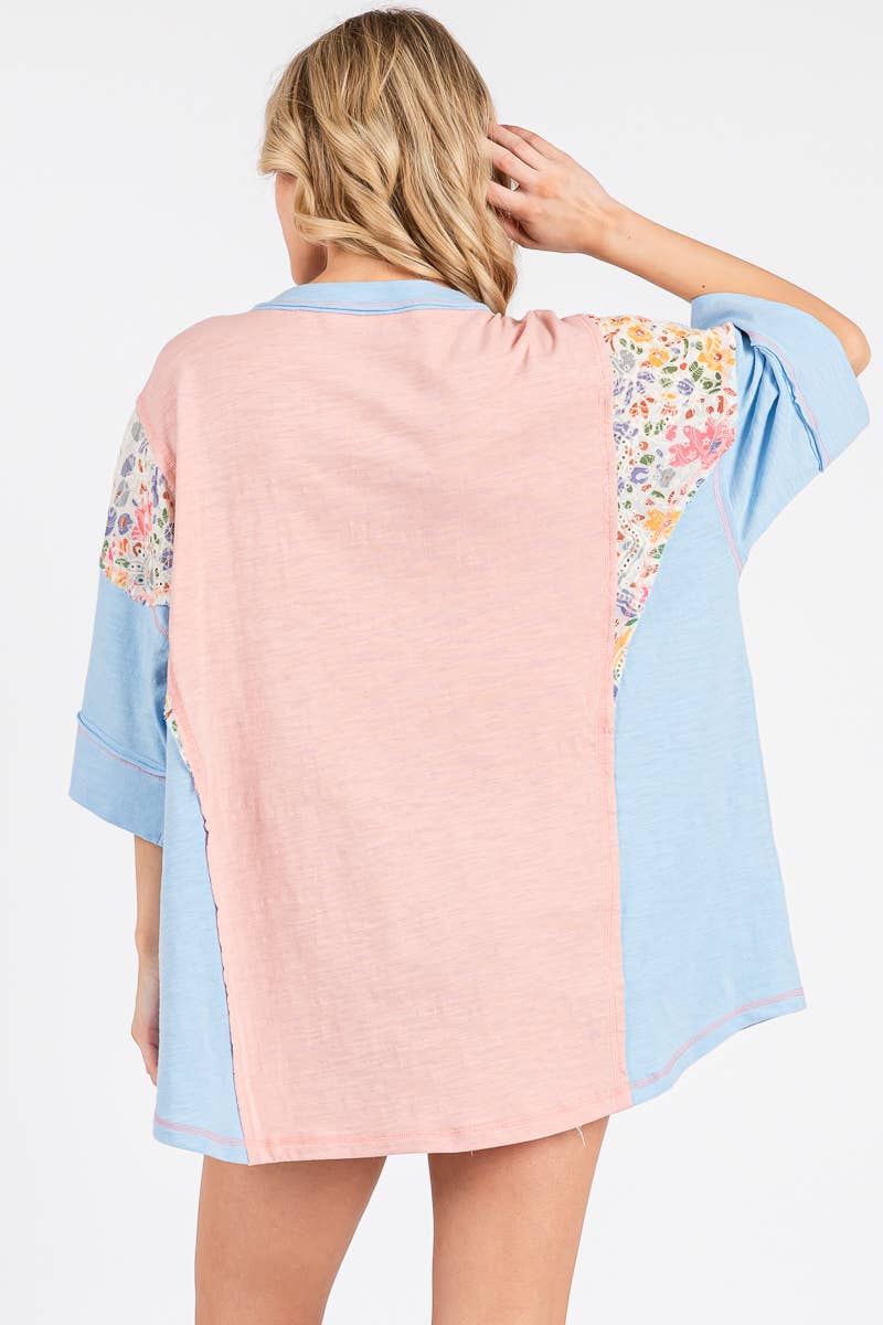 Blush & Bloom Patchwork Contrast Tee