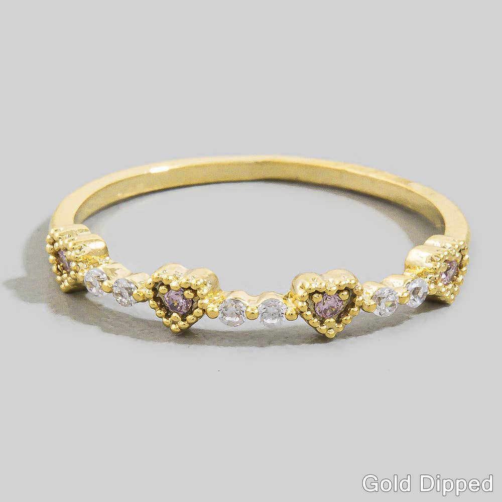 Cz Heart Cluster Alternating Eternity Band Ring