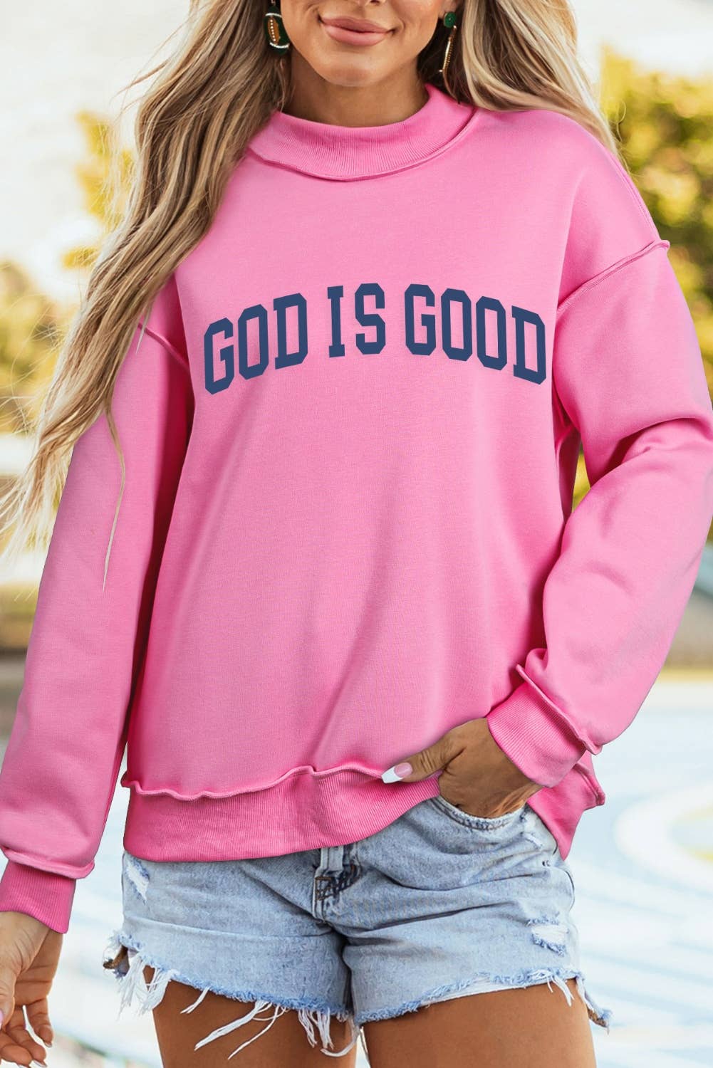 God is Good Long Sleeve Mock Neck