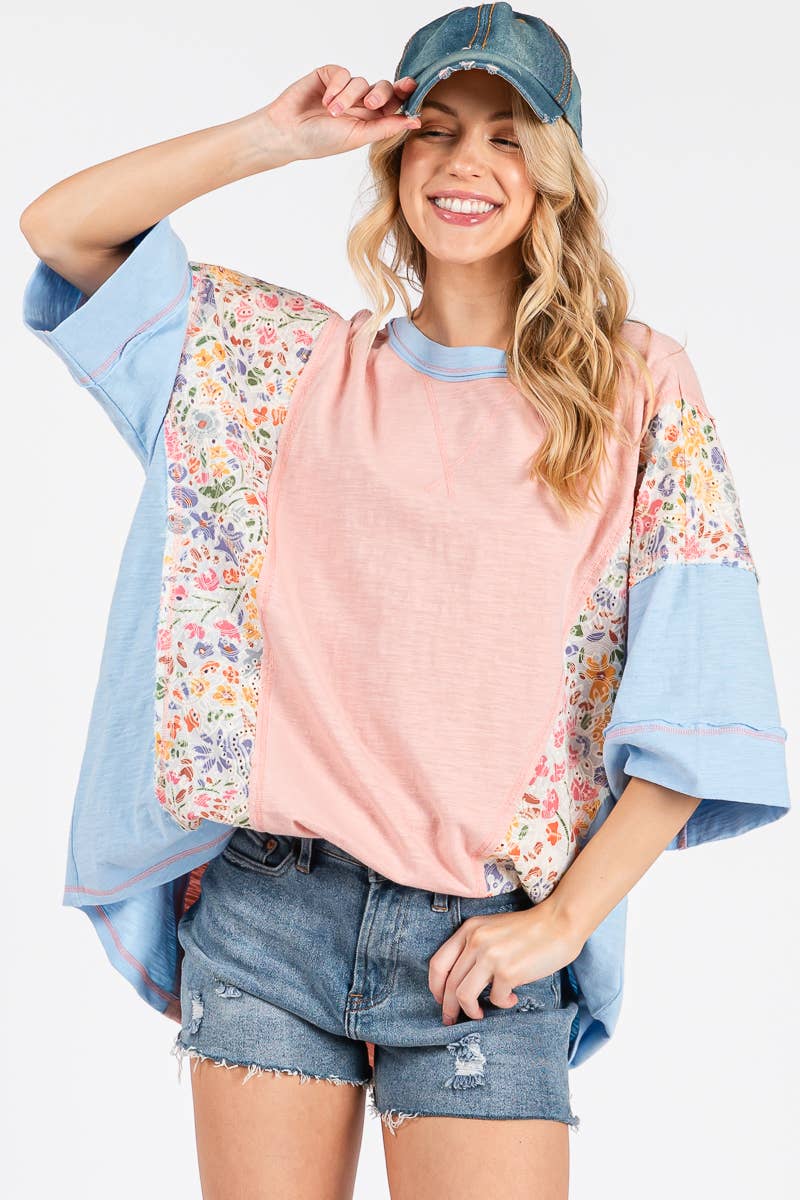 Blush & Bloom Patchwork Contrast Tee