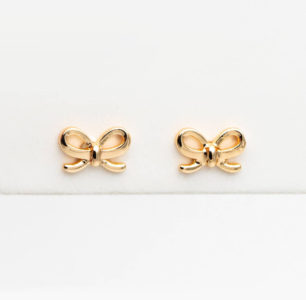 The Lela Dainty Gold Bow Stud Earrings