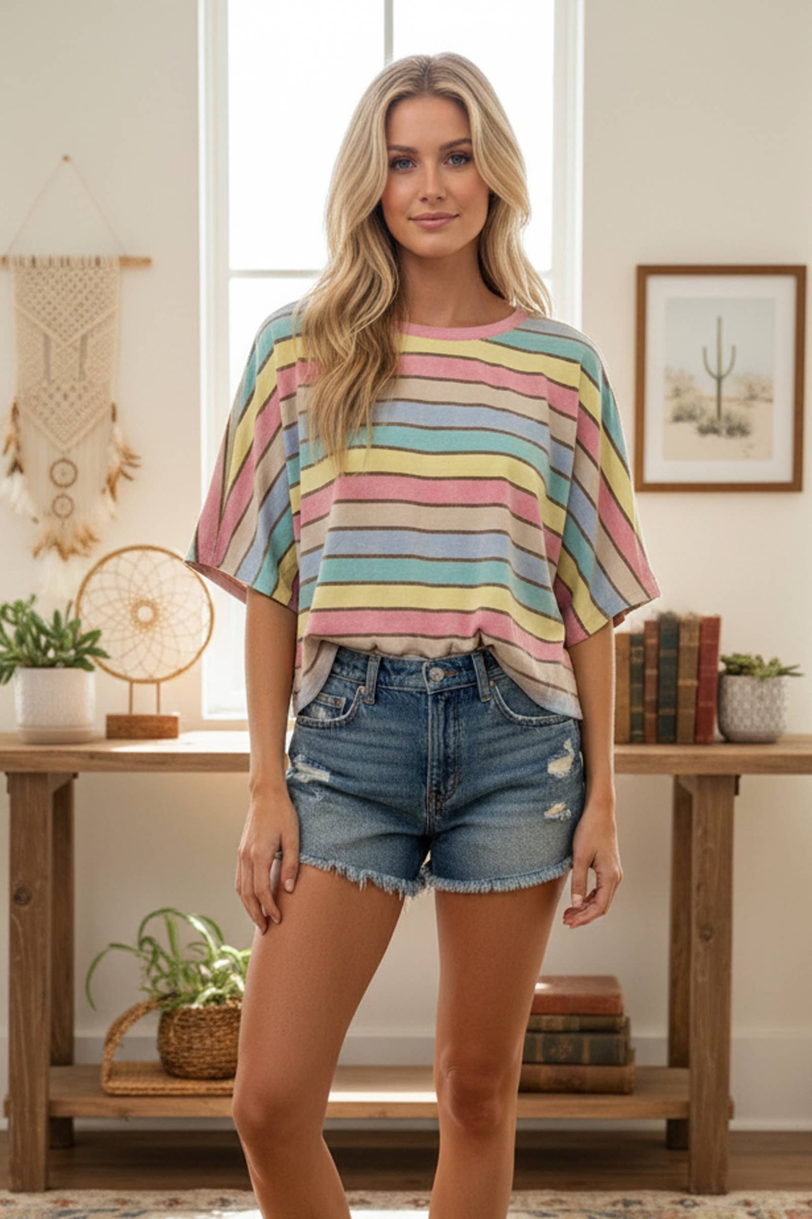 Sunset Stripe Mineral Washed Top