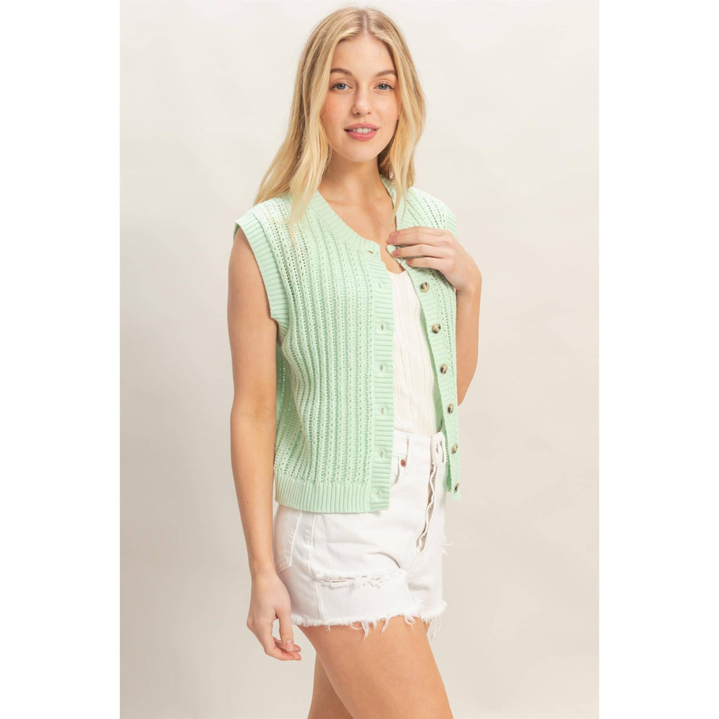 Easy Layer Ribbed Button Tank