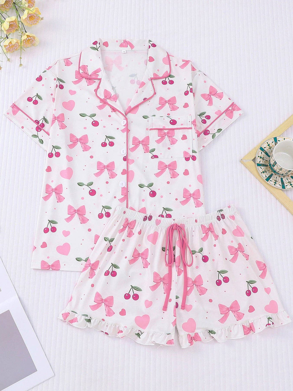 Bows and Cherry Sweetheart Pajama Set