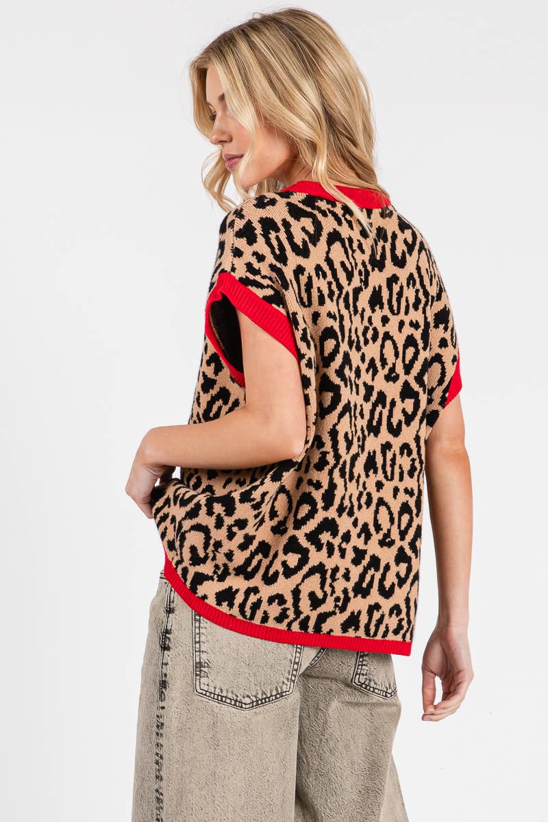 Leopard Knit Sweater Top