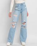 Throwback Distressed Flare Jeans by Flying Monkey