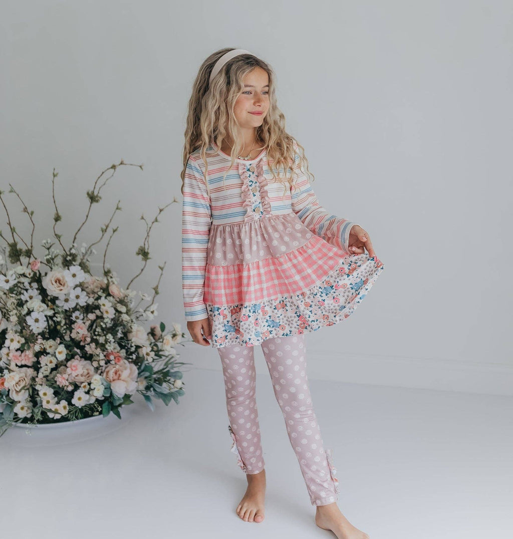 Girls Floral Ruffle Legging Set