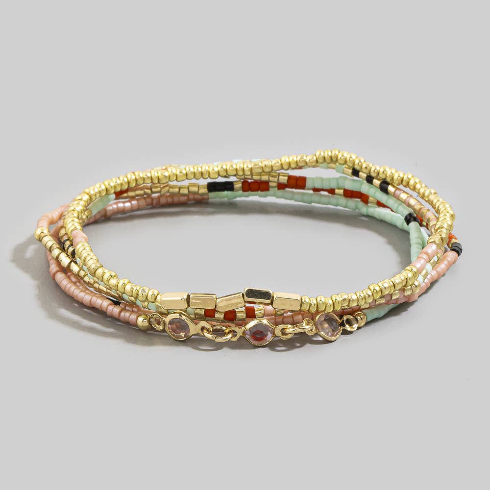 Multicolor Seed Bead Bracelet Layering Set