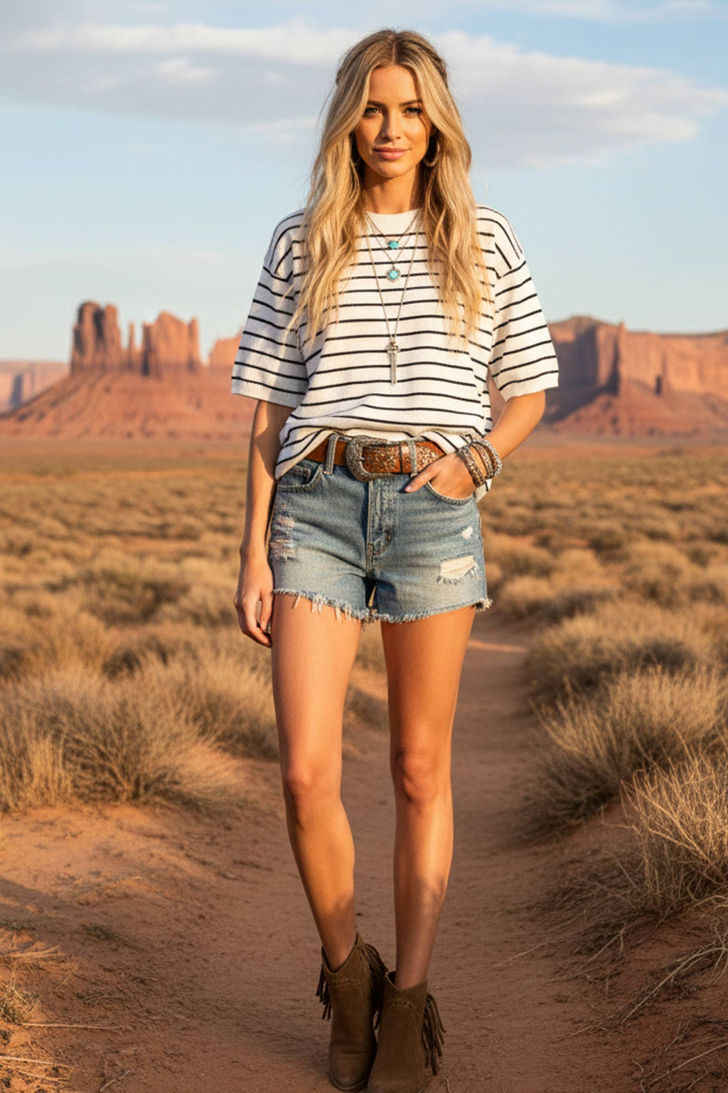 Freedom Stripe Relaxed Tee