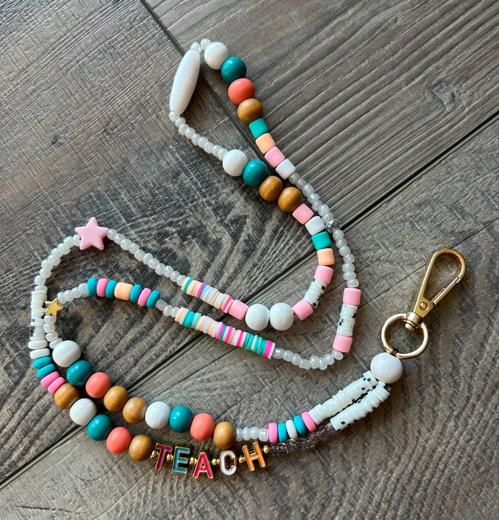TEACH Beaded Lanyard with Breakaway Clasp