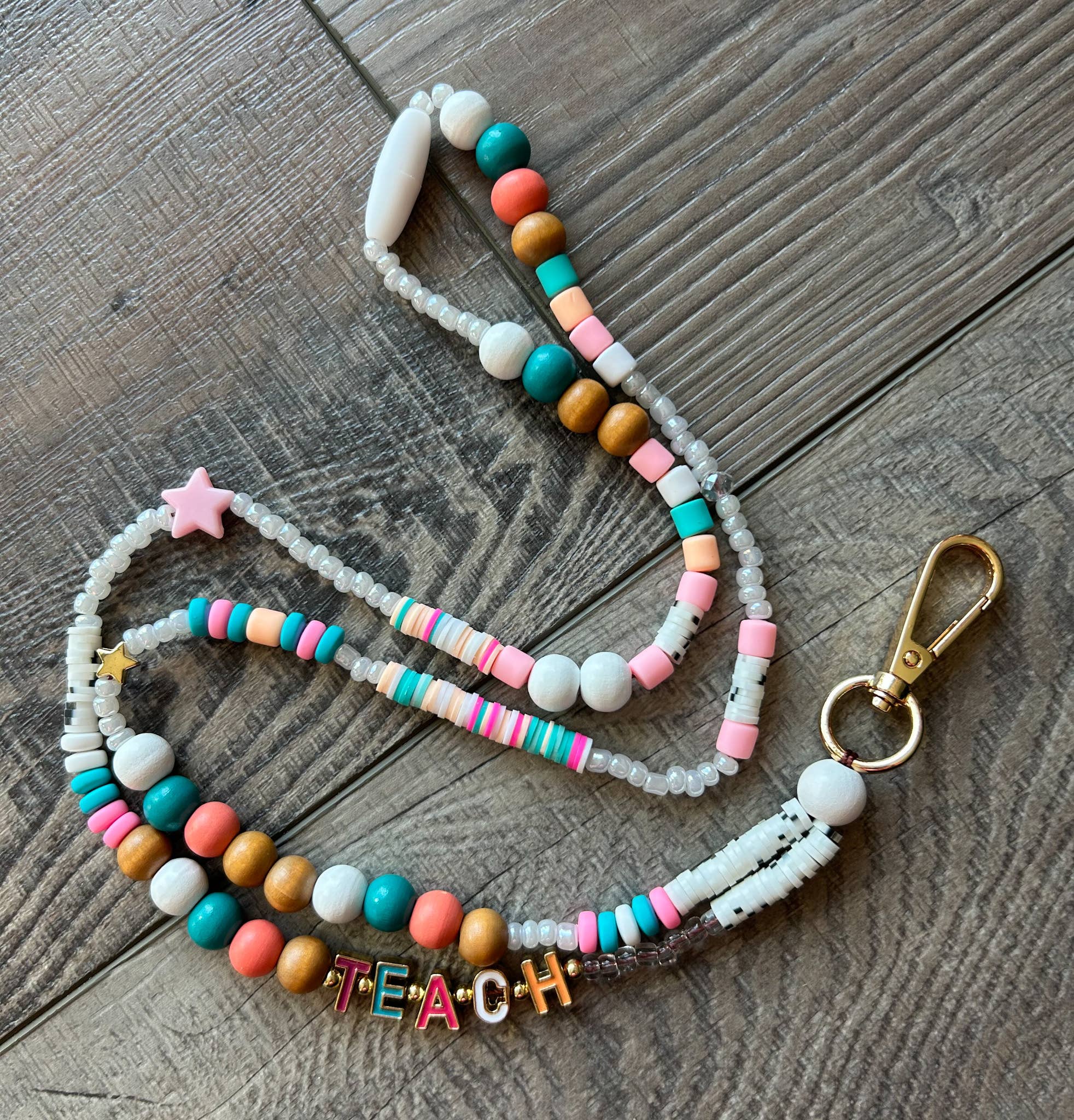 TEACH Beaded Lanyard with Breakaway Clasp