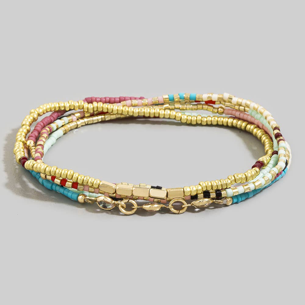 Multicolor Seed Bead Bracelet Layering Set