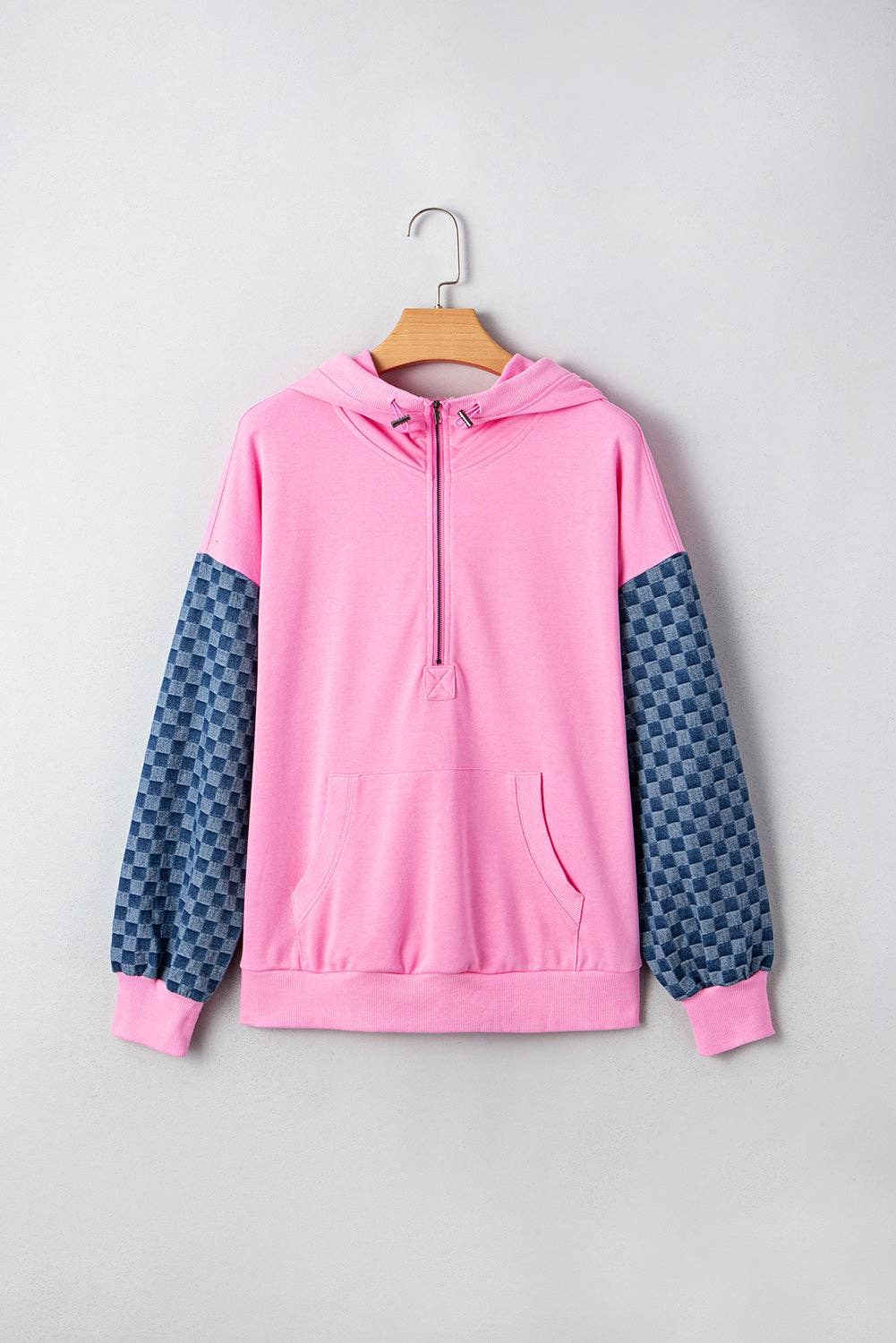 Bonbon Checkered Patchwork Hoodie
