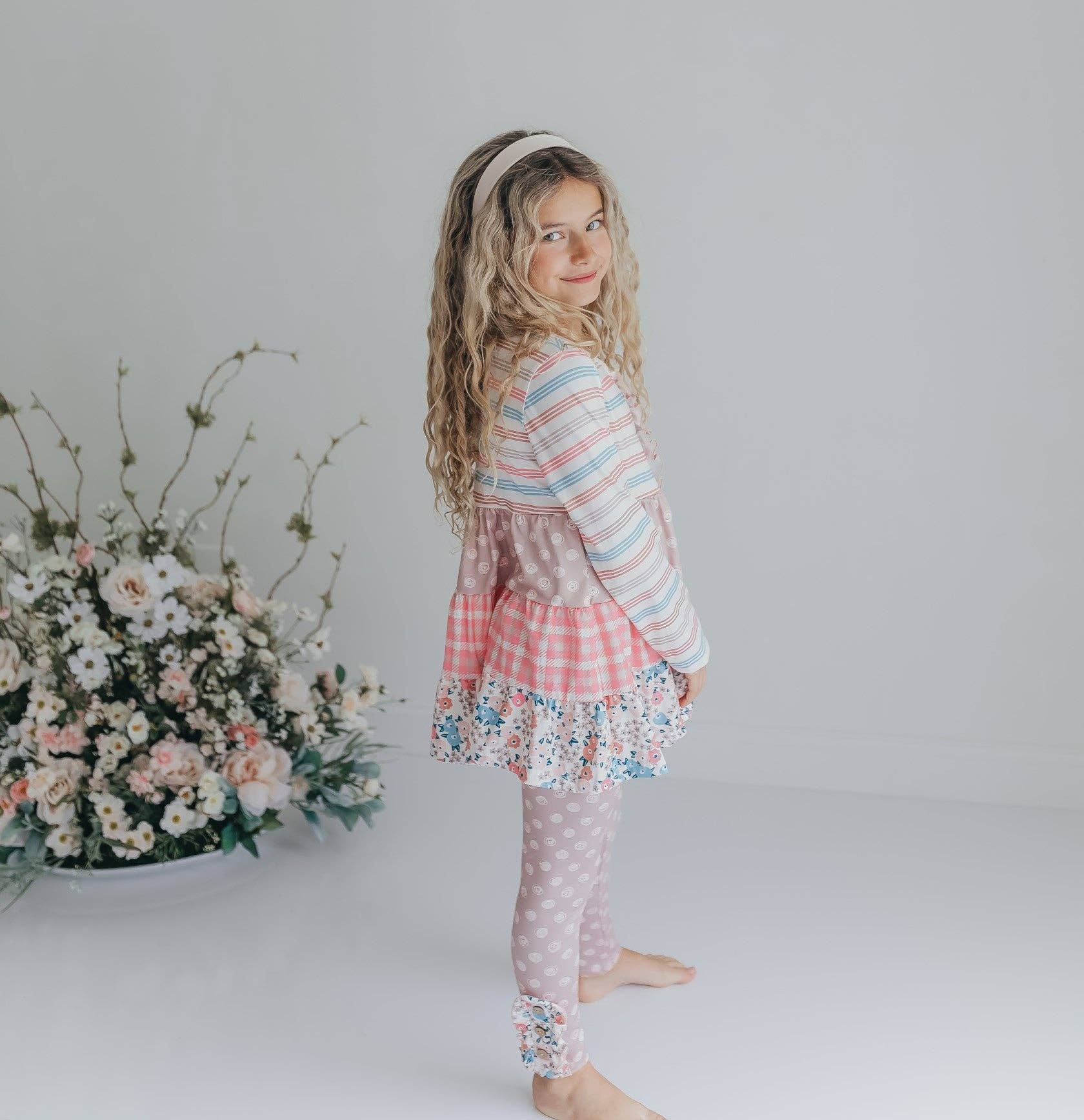 Girls Floral Ruffle Legging Set
