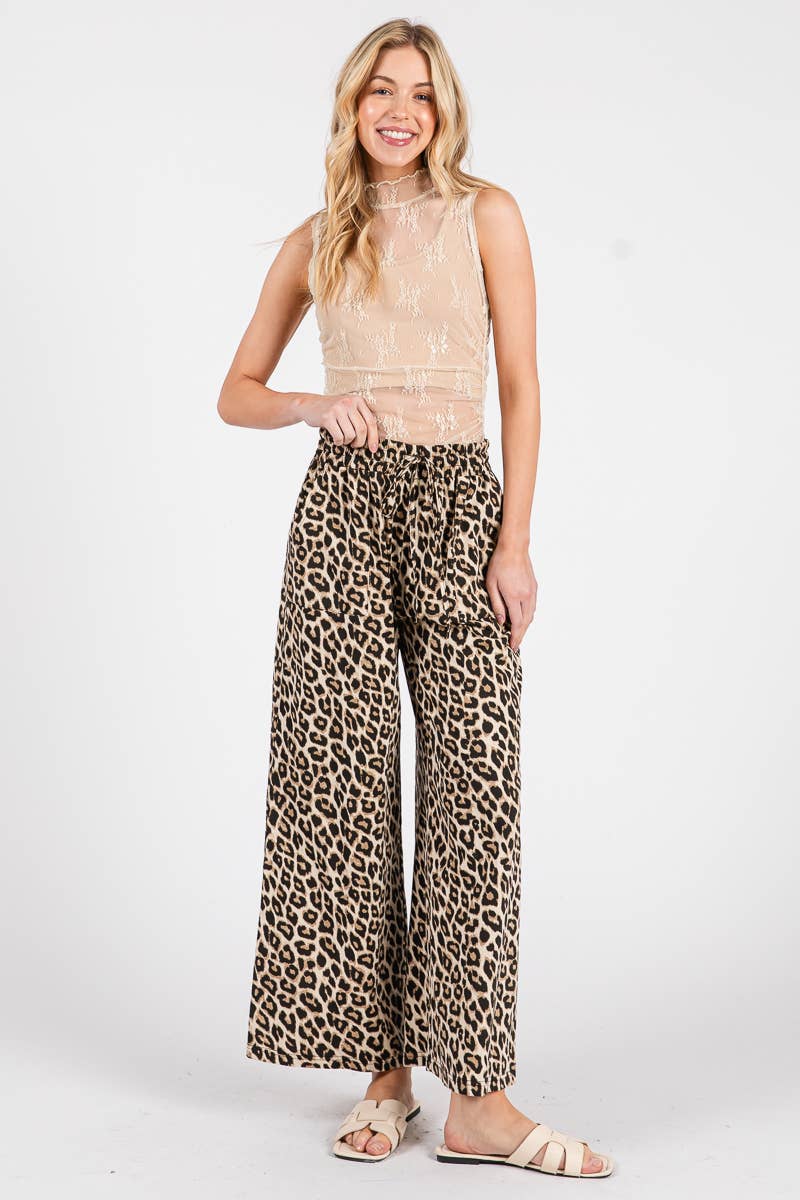 Leopard wide leg pants