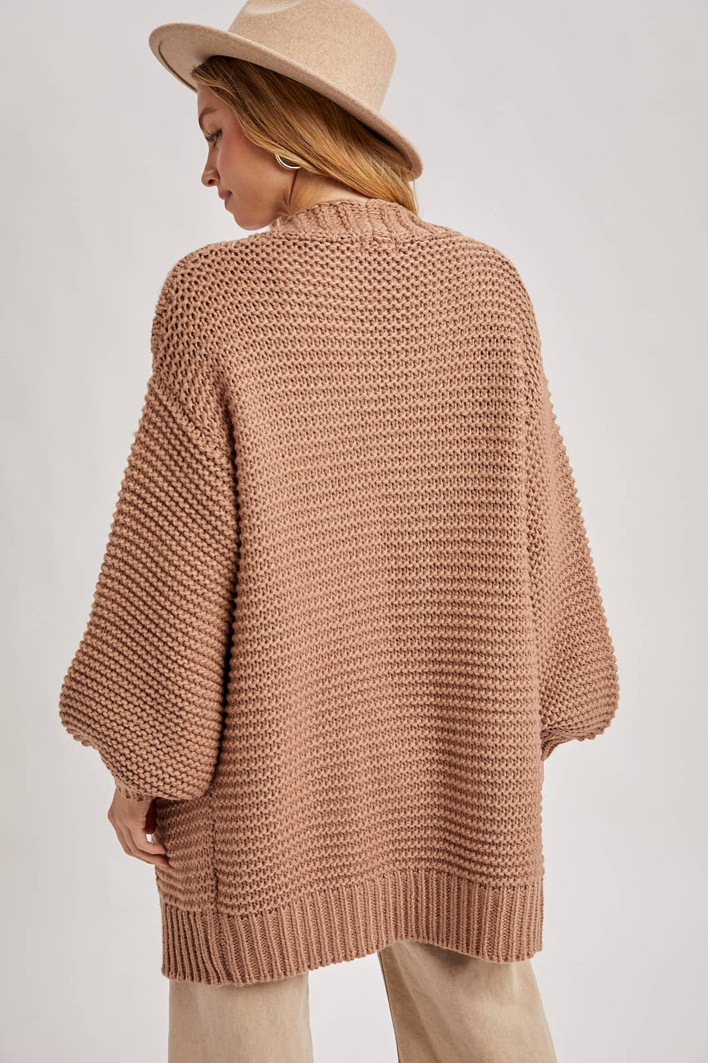 Chunky Cable Lantern Sleeve Cardigan