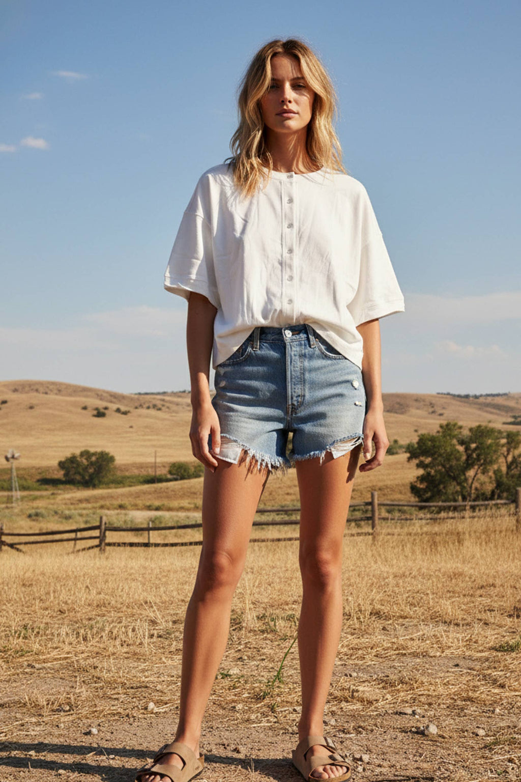 Oversized Button Front Stretch Lightweight Knit Top
